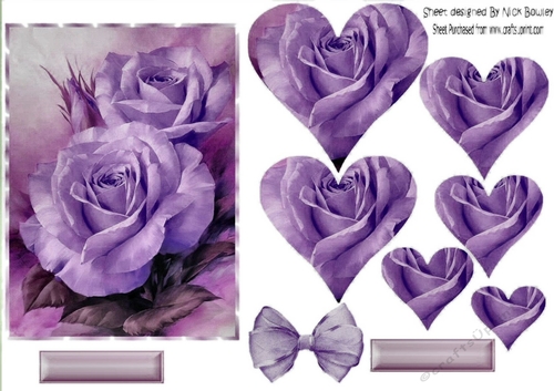 Pretty shades of lilac roses heart pyramids and bow