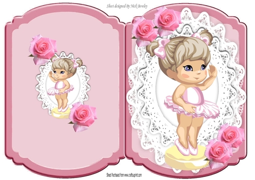 little pretty ballerina with pink roses on lace Bracket card