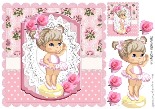 Little girl ballet dancing with roses and 8x8