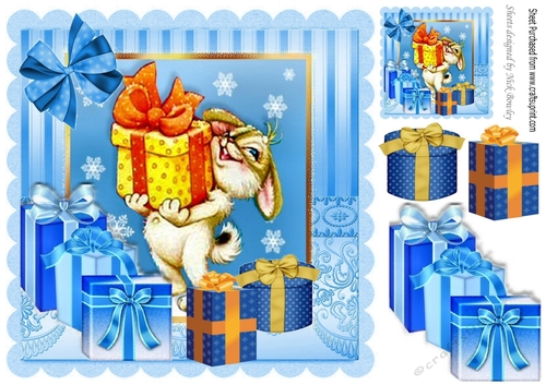 too many presents to carry cute christmas bunny 8x8