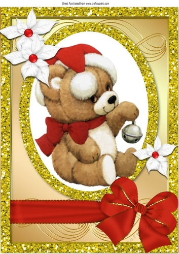 Cristmas teddy bear in santa hat A4