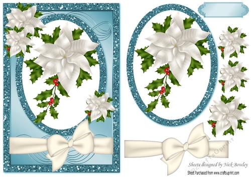 pretty christmas white flowers with blue glitter topper