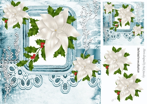 pretty christmas white flowers with blue lace 8x8