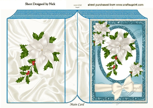 pretty christmas white flowers with blue glitter frame folded book