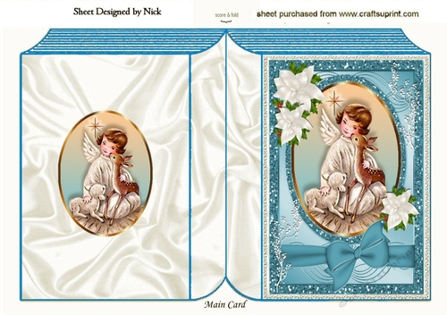 sweet little christmas angel with a deer with white flowers A5 folded book