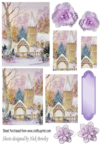 Pretty church in the snow with pyramids