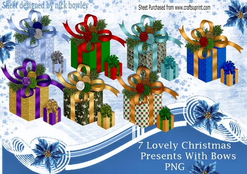 7 Lovely Christmas presents with bows png