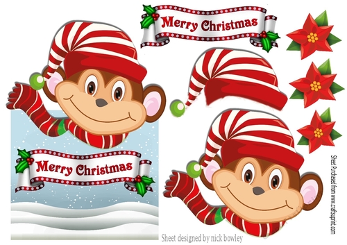 Cheeky Monkey in santa hat over the edge