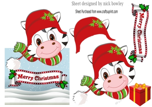 lovely Zebra in santa hat over the edge