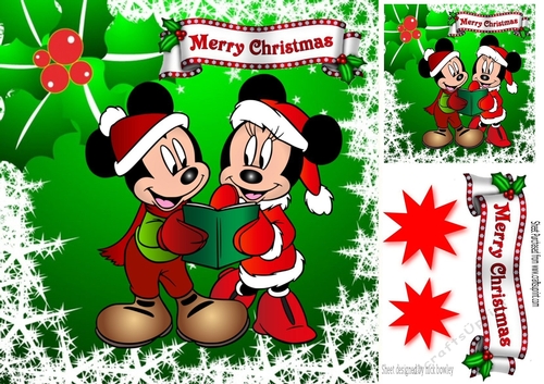 carol singing mice in snowflake frame with stars 8x8
