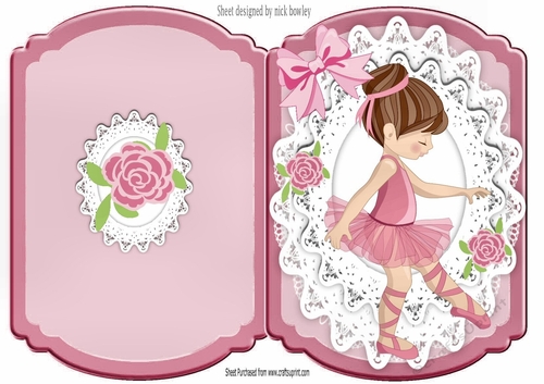 Sweet little ballet dancer with roses and bow bracket card