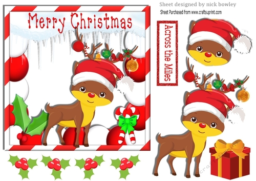 rudolph the reindeer with santa hat with baubles