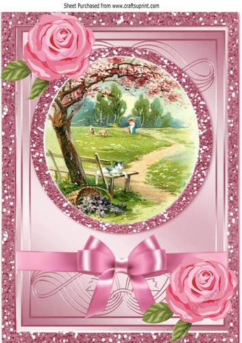 a lovely stroll in the park, with roses, butterflies and bow A4
