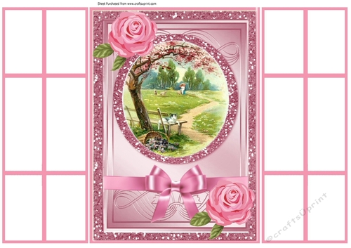 a lovely stroll in the park, with roses, butterflies and bow gatefold