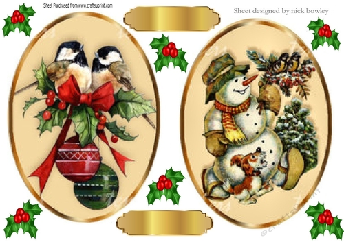 two lovely vintage christmas toppers with holly