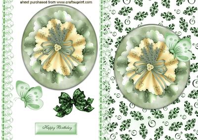 Pretty Green & Cream Floral & Lace Topper