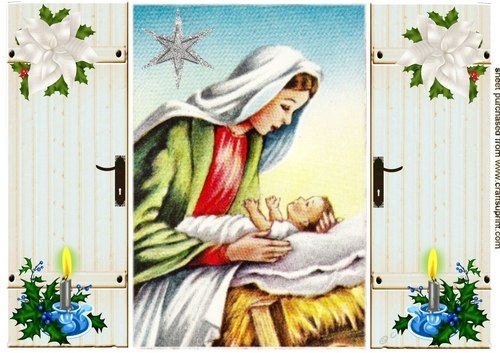 Lovely scene with mary and baby jesus gatefold