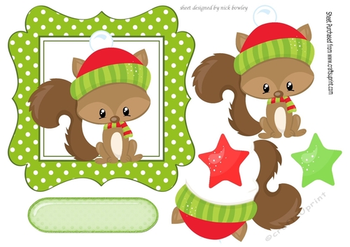 Winter little squirrel in santa hat