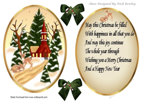 Lovely topper and matching insert with church & deers