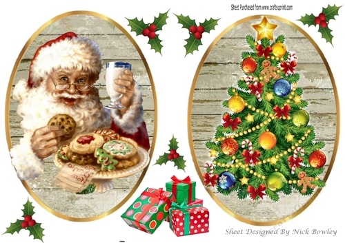 two lovely vintage christmas toppers with santa & tree 