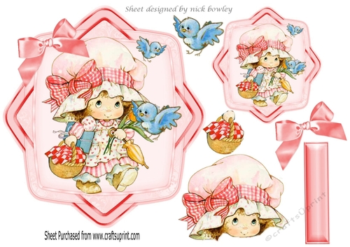 off to see granny little girl with blue birds card front