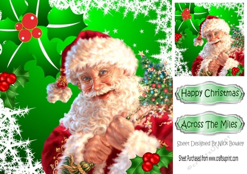Holly frame  with a jolly santa 8x8