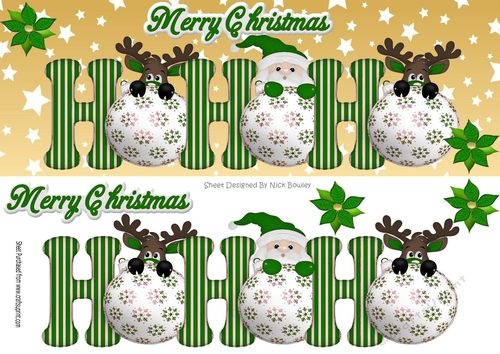 Green Ho!Ho! Ho! Santa with reindeers playing peek a boo DL