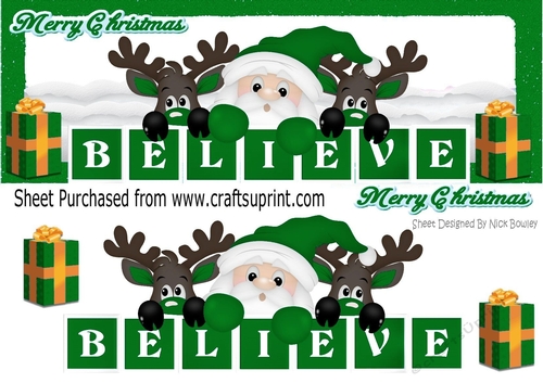 Believe in magical things! green santa & reindeers DL