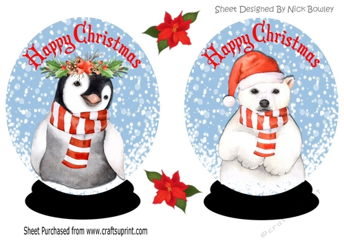 two lovely snow globes of a cute penguin & polar bear