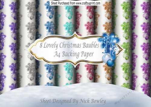 8 Lovely A4 Christmas Baubles Backing Papers