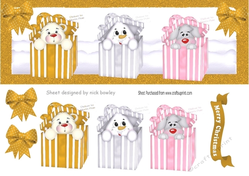 cute christmas  peek a boo boxes with gold spot bows DL