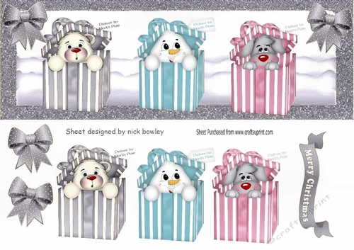cute christmas  peek a boo boxes with silver spot bows DL
