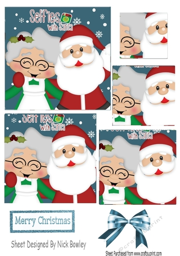 A selfie with santa and Mrs Claus pyramids