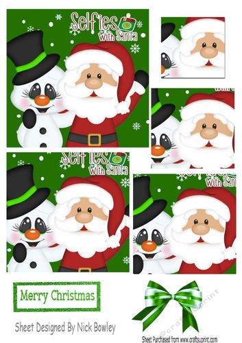 A selfie with santa and snowman in green pyramids