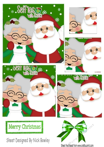 A selfie with santa and Mrs Claus in green pyramids