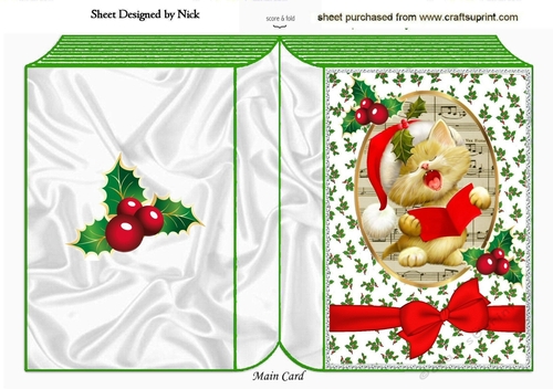 Cute kitty singing christmas carols with bow A5 Folded book