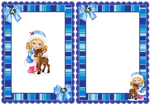 Cute little girl with a little deer and blue bows A5 insert