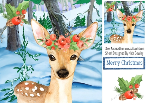 Lovely deer in the snow 8x8