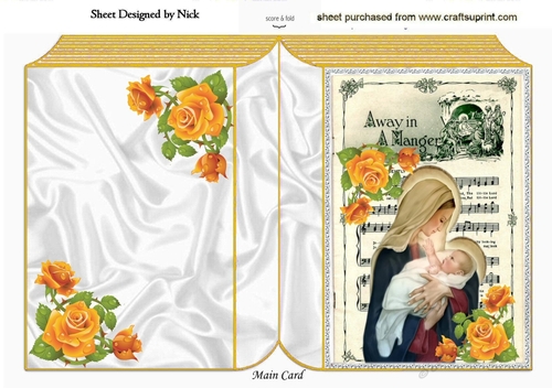 Lovely Mary holding baby jesus with carol & gold roses a5 folded book