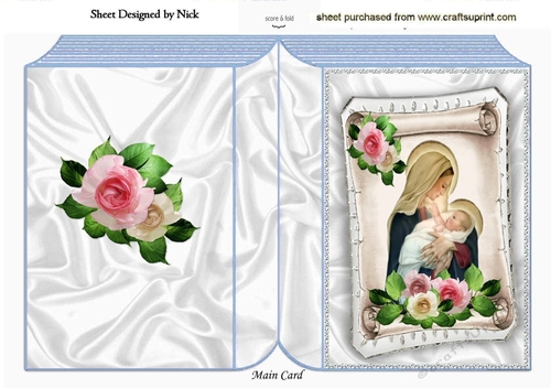 Mary Holding baby jesus on a scroll, with roses A5 Folded book