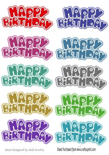 Funky coloured joined Happy Birthday tags