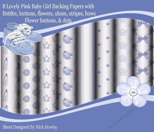 8 lovely blue baby boys backing paper