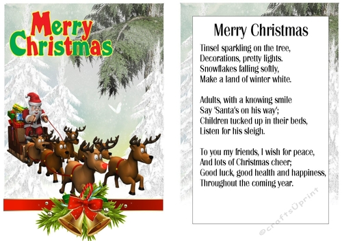 Lovely santa is on his way, with insert/verse A5 Card Front