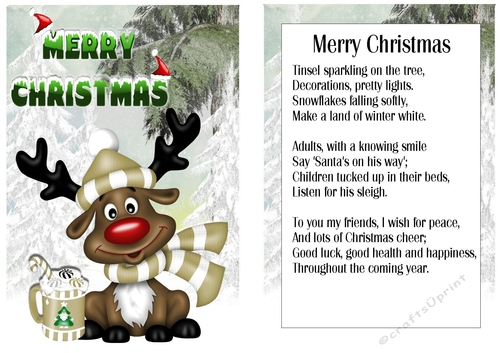  reindeer dressed for winter with his hot choc card front/insert