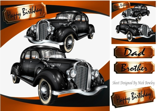 Lovely Vintage car in brown abstract frame 8x8