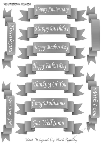11 White sentiment scroll tags in silver