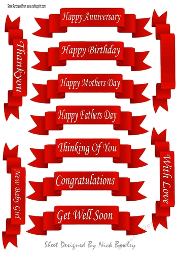 11 White sentiment scroll tags in red