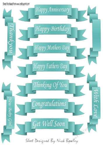 11 White sentiment scroll tags in turq
