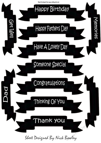 Black tags with white sentiments