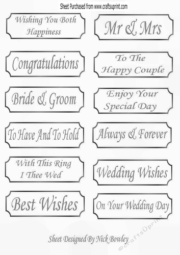 12 Silver wedding sentiment tags